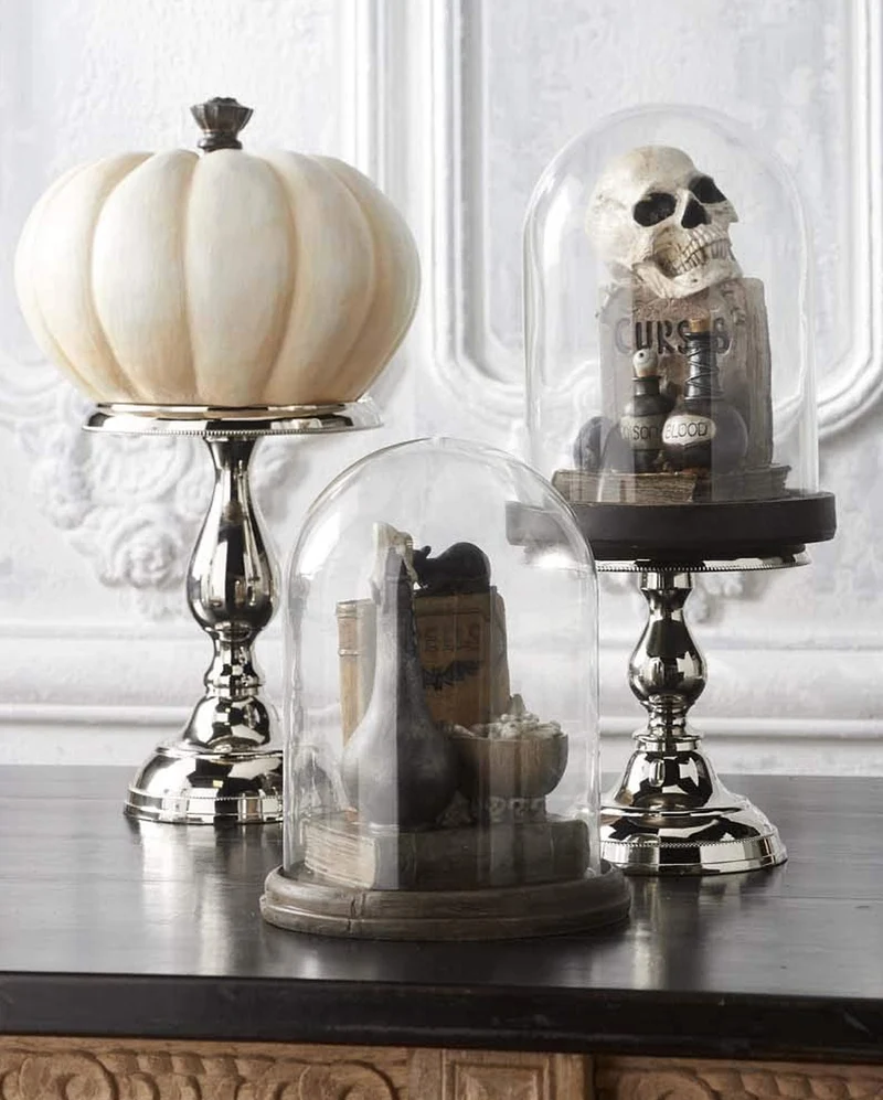 Halloween Glasglocke mit Hexentrank & Zauberbuch 31cm
