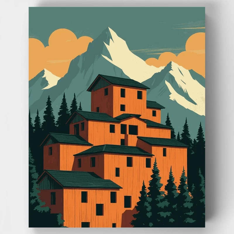 Mountain Mining Complex - Paint by Numbers Kit