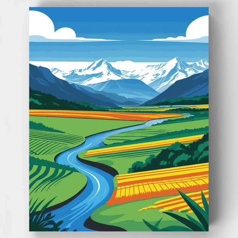 Mountain Valley Agricultural Fields - Paint by Numbers Kit