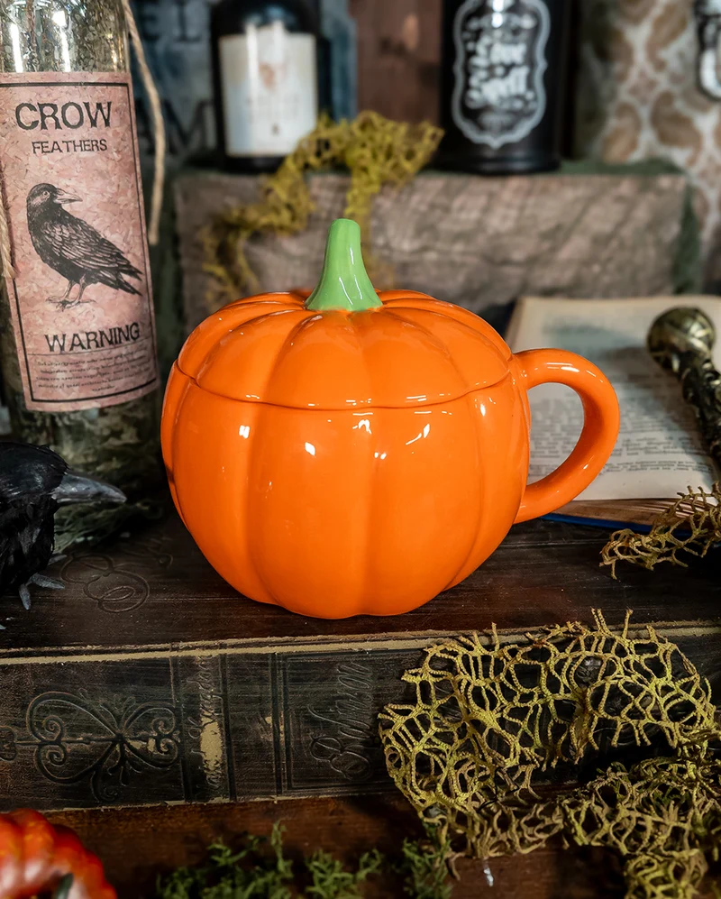 Halloween Kürbis Tasse mit Deckel 500ml