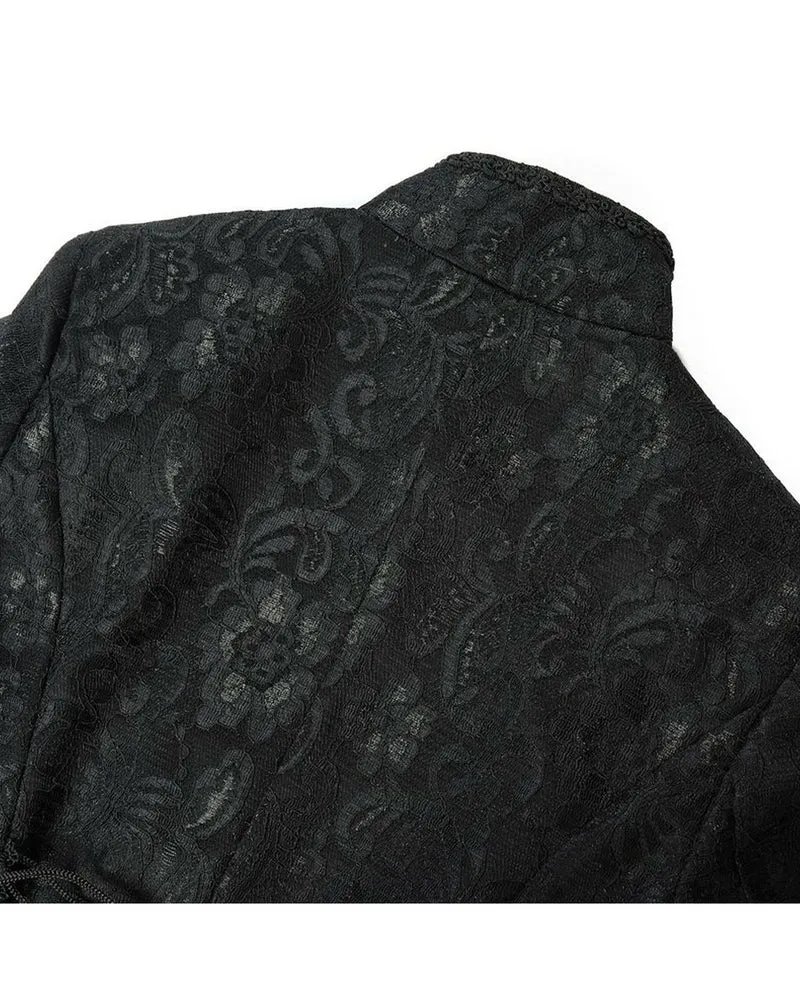 Schwarzer Gothic Damen-Langmantel mit Spitze