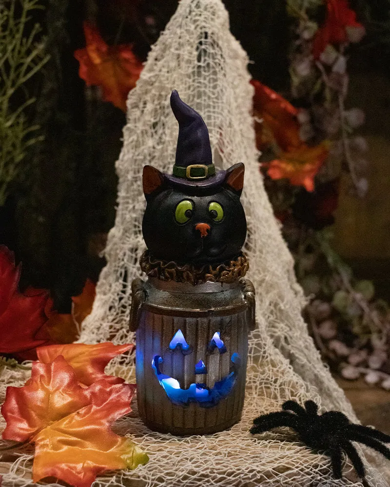 Halloween Katze in leuchtender Milchkanne 18cm