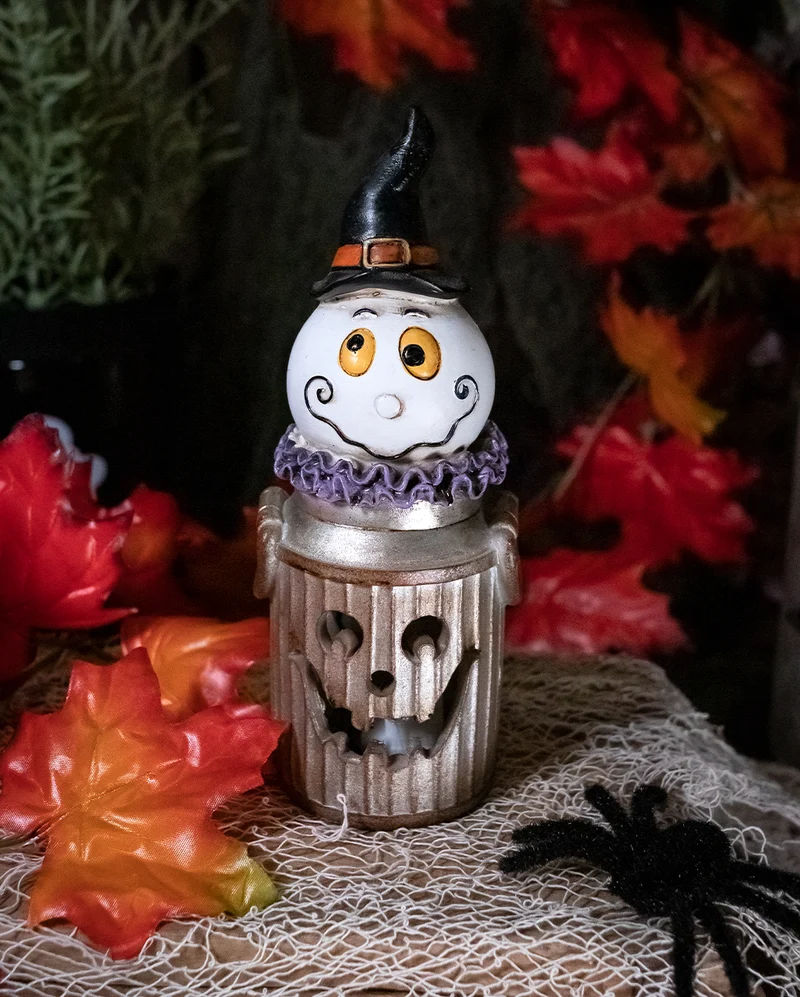 Halloween Geist in leuchtender Milchkanne 18cm