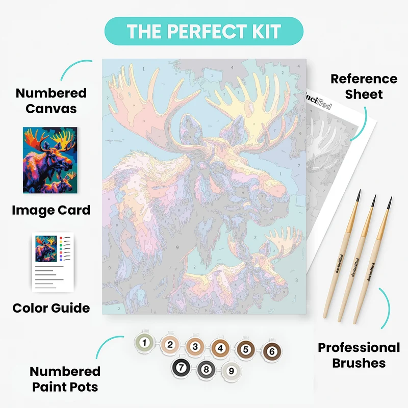 Vibrant Moose Duo - Paint by Numbers Kit