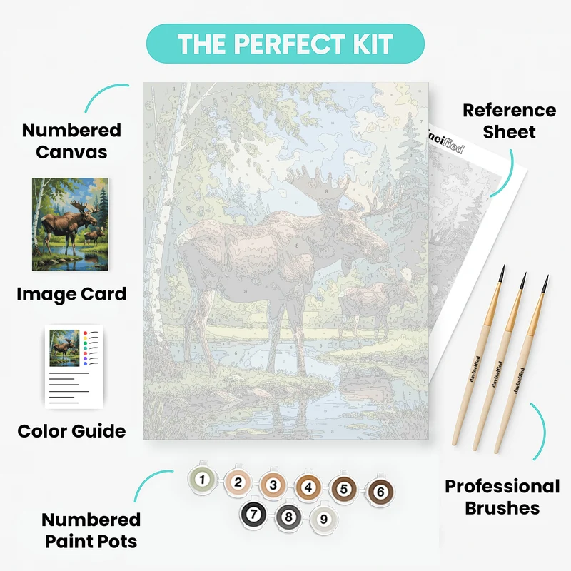 Moose by the Stream - Paint by Numbers Kit