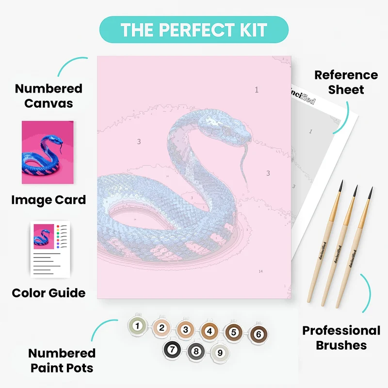 Vibrant Blue Snake on Pink - Paint by Numbers Kit
