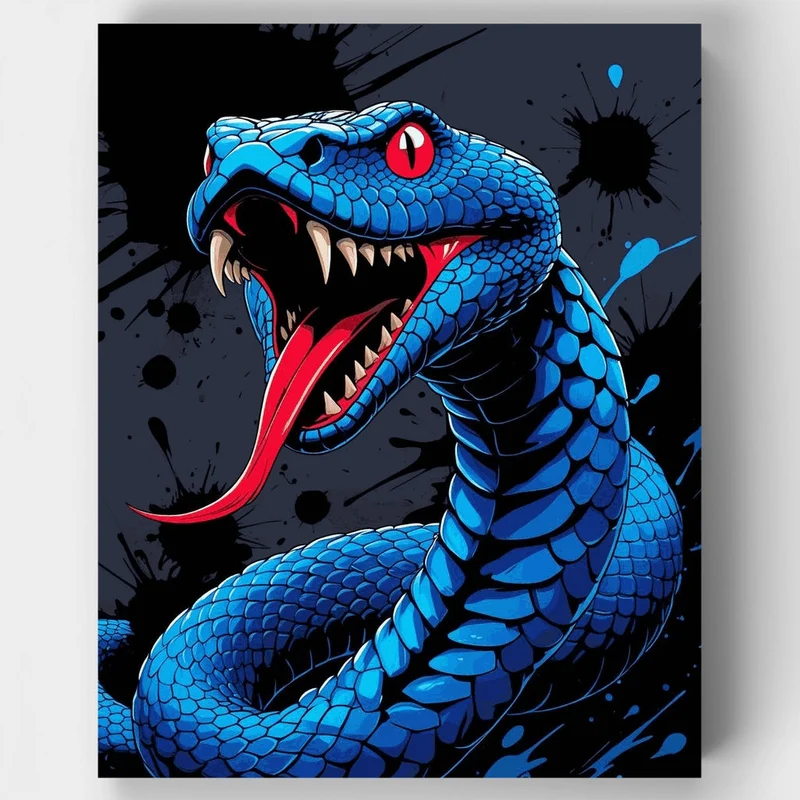 Blue Viper with Red Eyes - Paint by Numbers Kit