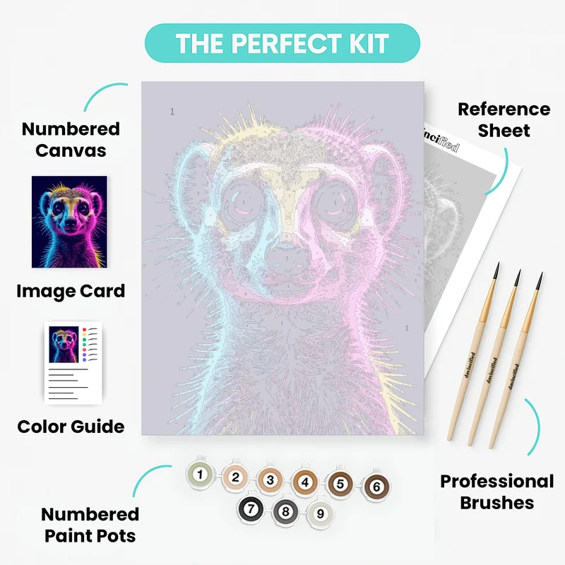 Neon Meerkat - Paint by Numbers Kit