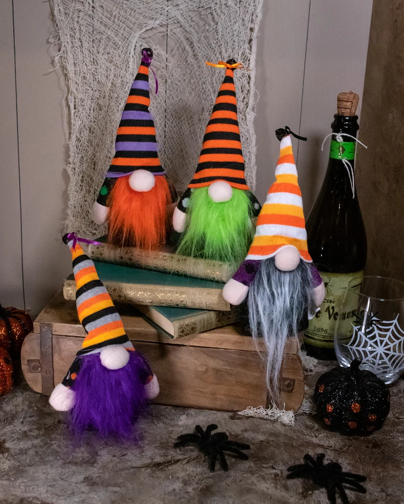 Plüsch Halloween Gnom mit Glöckchen 13cm