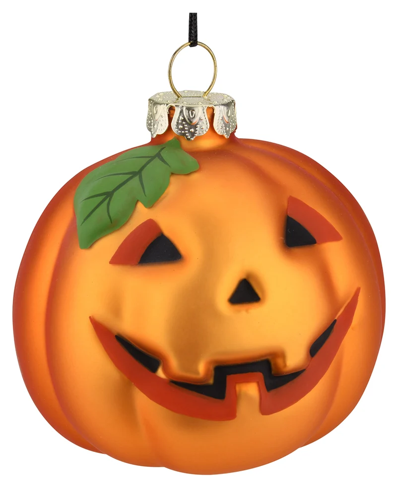 Halloween Kürbis Glas Weihnachtskugel Ø7,6cm