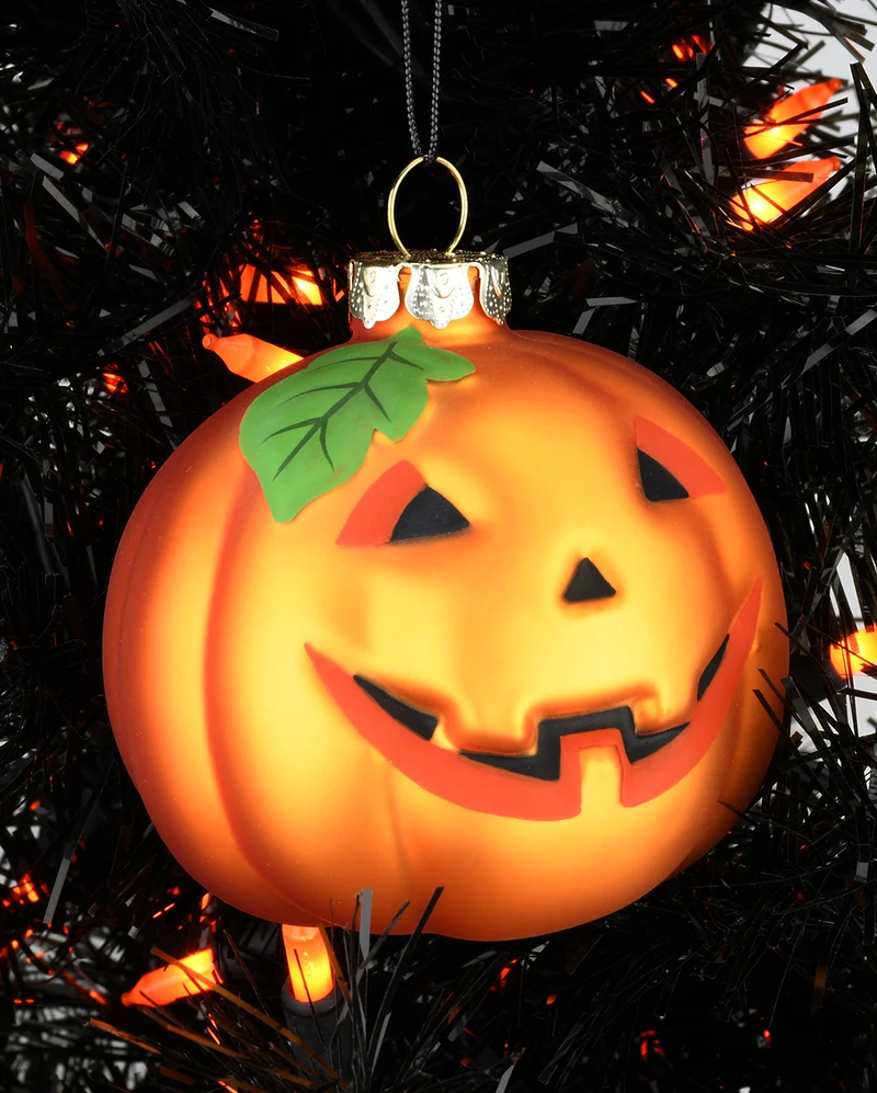 Halloween Kürbis Glas Weihnachtskugel Ø7,6cm