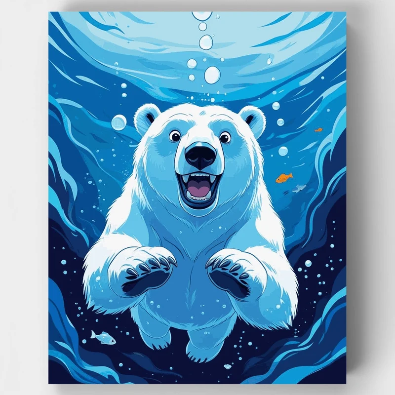 Polar Bear Underwater Adventure - Paint by Numbers Kit
