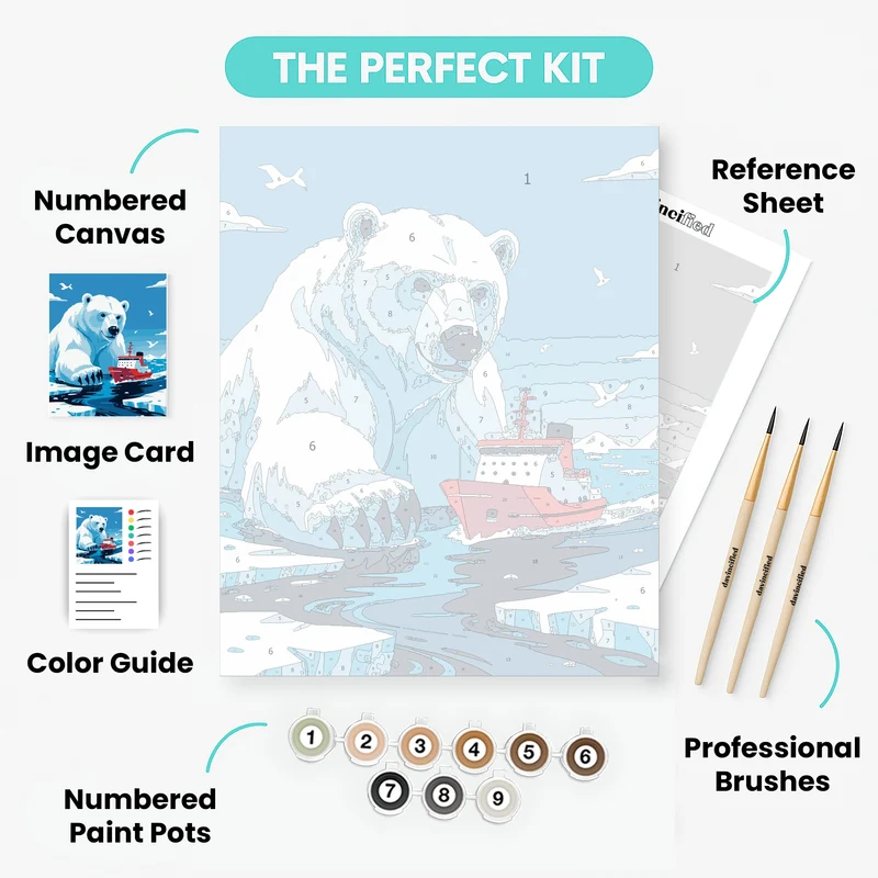 Polar Bear and Icebreaker Ship - Paint by Numbers Kit