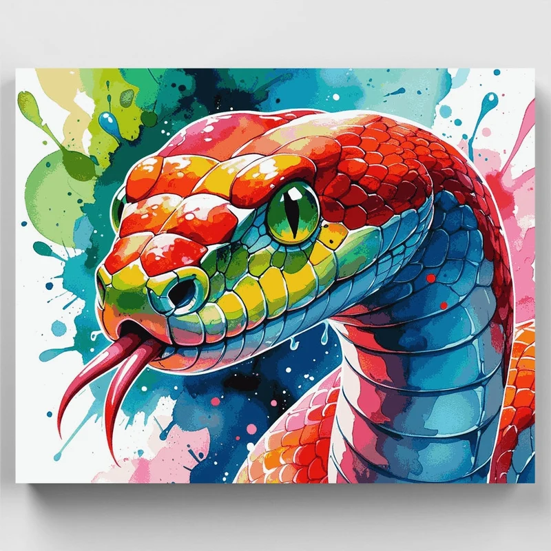 Vibrant Rainbow Snake - Paint by Numbers Kit