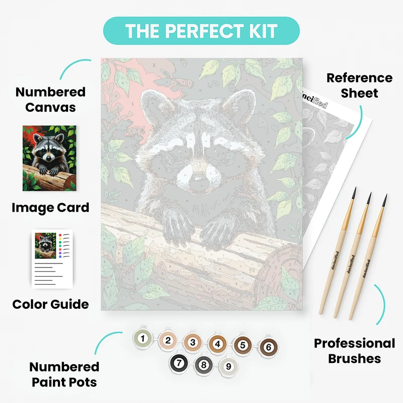 Curious Raccoon in Nature - Paint by Numbers Kit