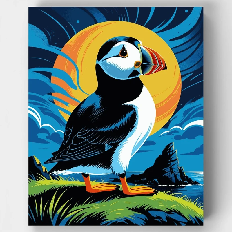 Atlantic Puffin Sunset - Paint by Numbers Kit