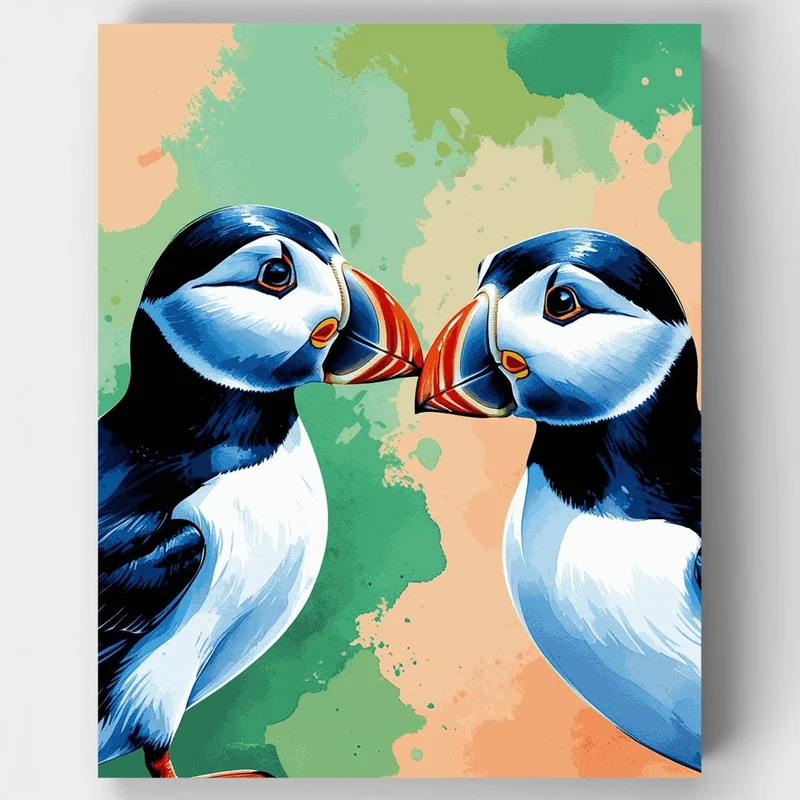 Puffins in Love - Paint by Numbers Kit