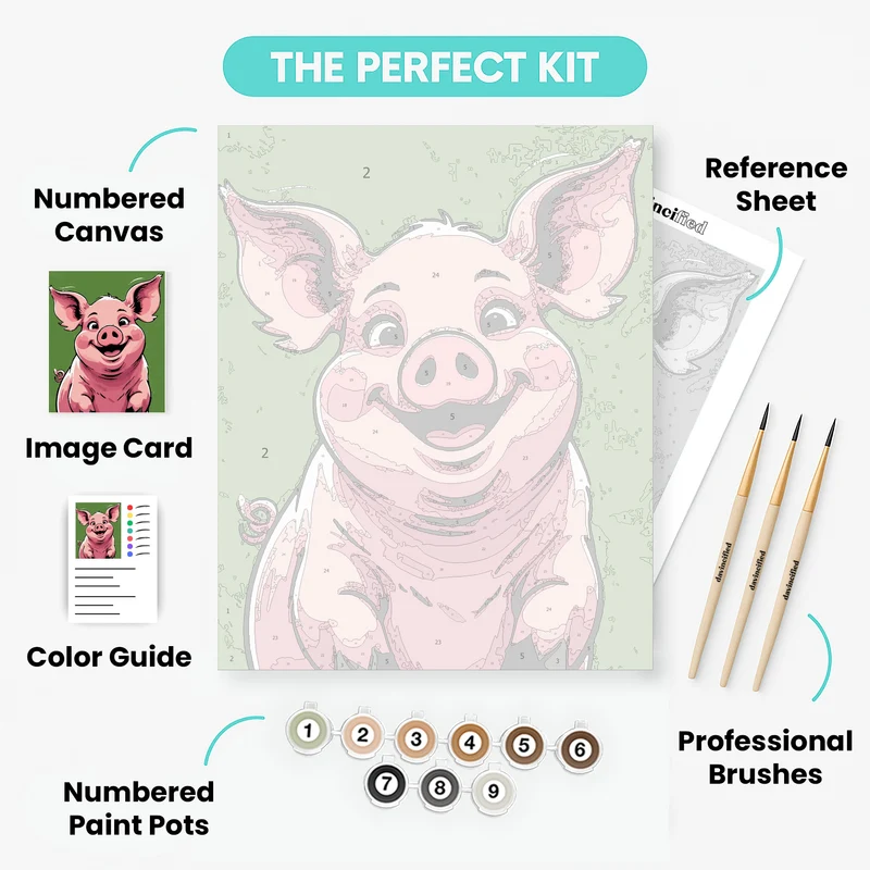 Happy Pink Pig - Paint by Numbers Kit