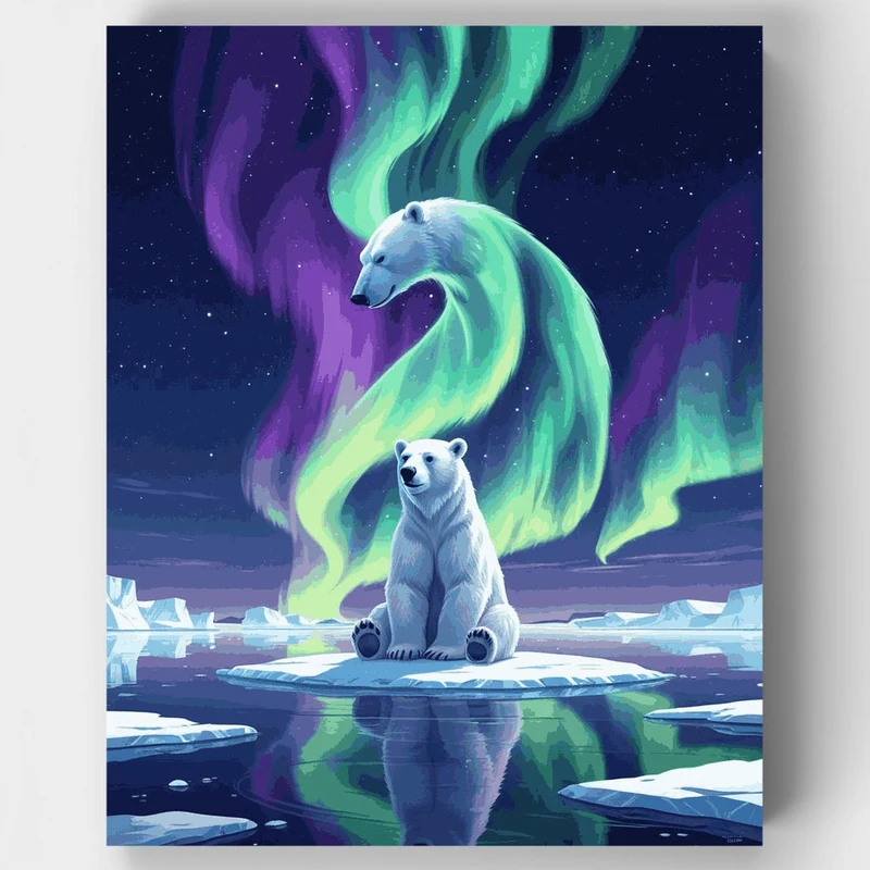 Polar Bear Aurora Spirit - Paint by Numbers Kit