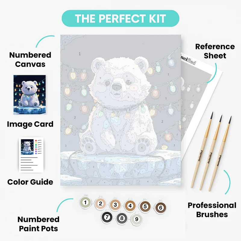 Polar Bear with Christmas Lights - Paint by Numbers Kit