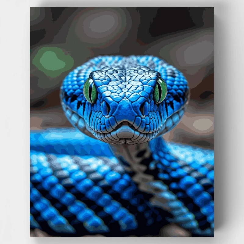 Blue Viper with Emerald Eyes - Paint by Numbers Kit