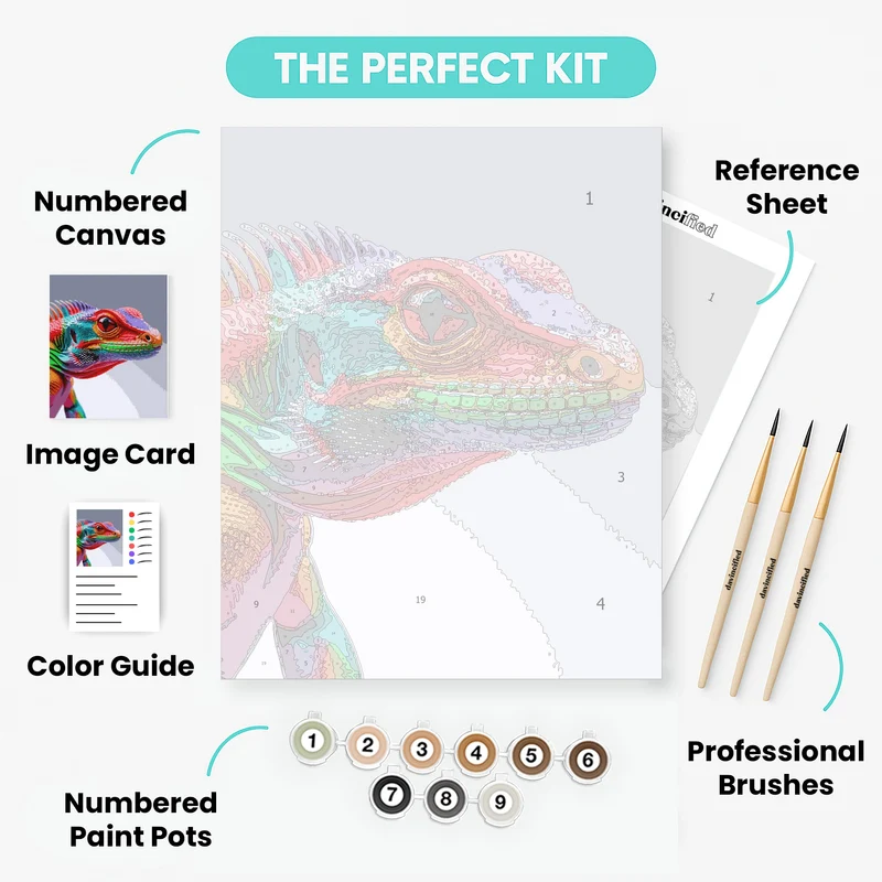 Vibrant Rainbow Lizard - Paint by Numbers Kit