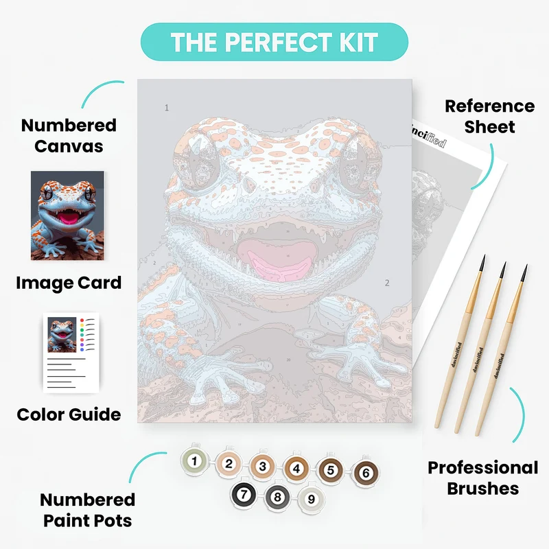 Vibrant Blue Gecko with Orange Spots - Paint by Numbers Kit