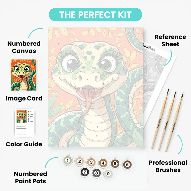 Cheerful Snake with Big Eyes - Paint by Numbers Kit