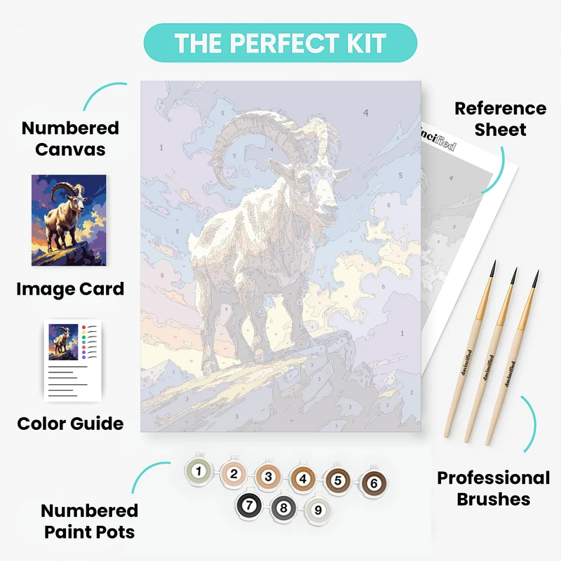 Majestic Mountain Goat at Sunset - Paint by Numbers Kit