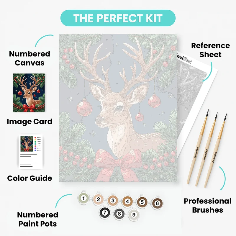 Holiday Reindeer with Ornament Antlers - Paint by Numbers Kit