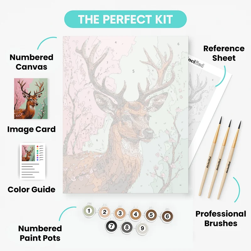 Majestic Deer with Cherry Blossoms - Paint by Numbers Kit