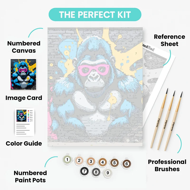 Street Art Gorilla with Pink Mask - Paint by Numbers Kit