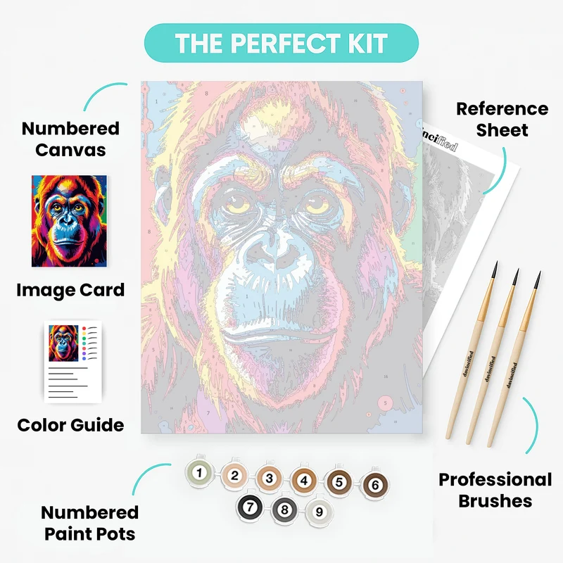 Vibrant Rainbow Orangutan - Paint by Numbers Kit