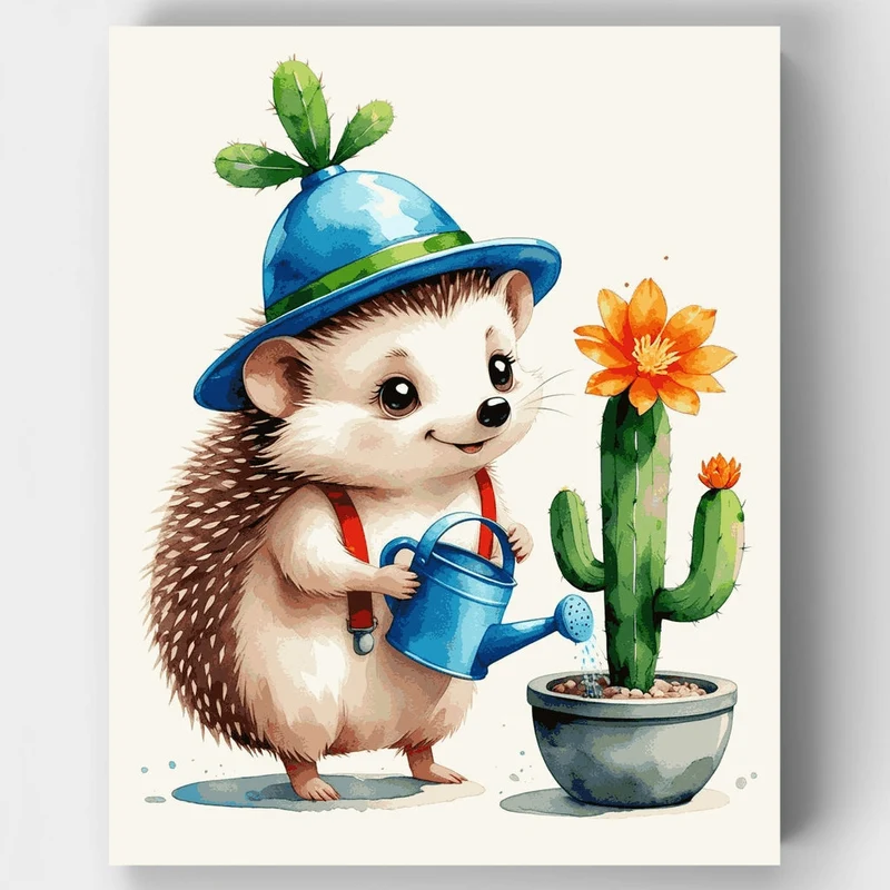 Hedgehog Gardener - Paint by Numbers Kit