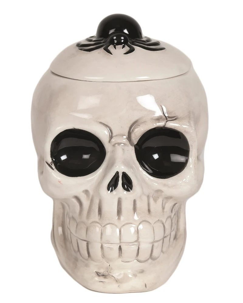 Halloween Totenschädel mit Spinne Teelicht Duftlampe 14cm