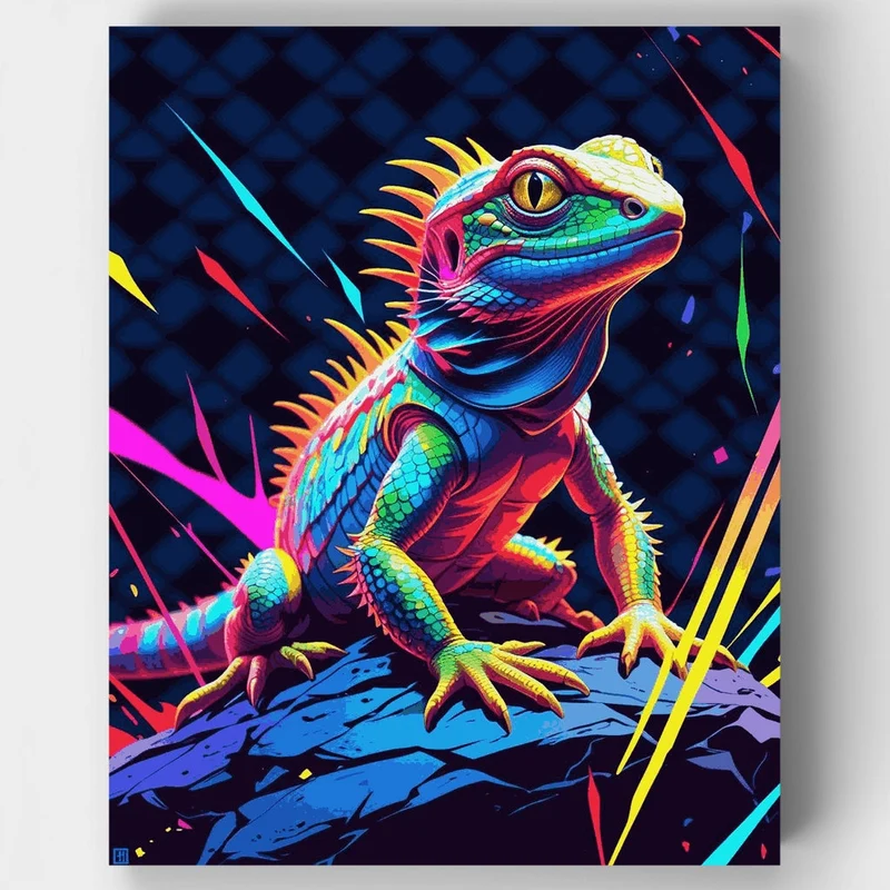 Neon Iguana - Paint by Numbers Kit