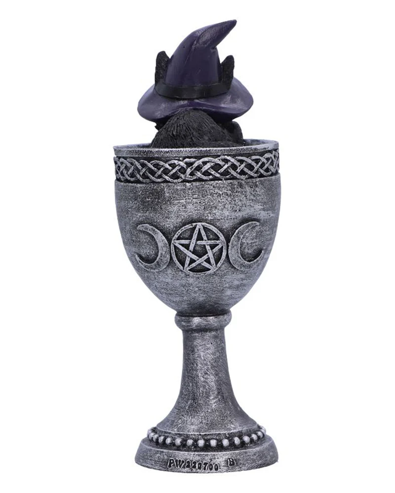 Coven Cup Hexenkatze mit Silber Kelch 15,7cm