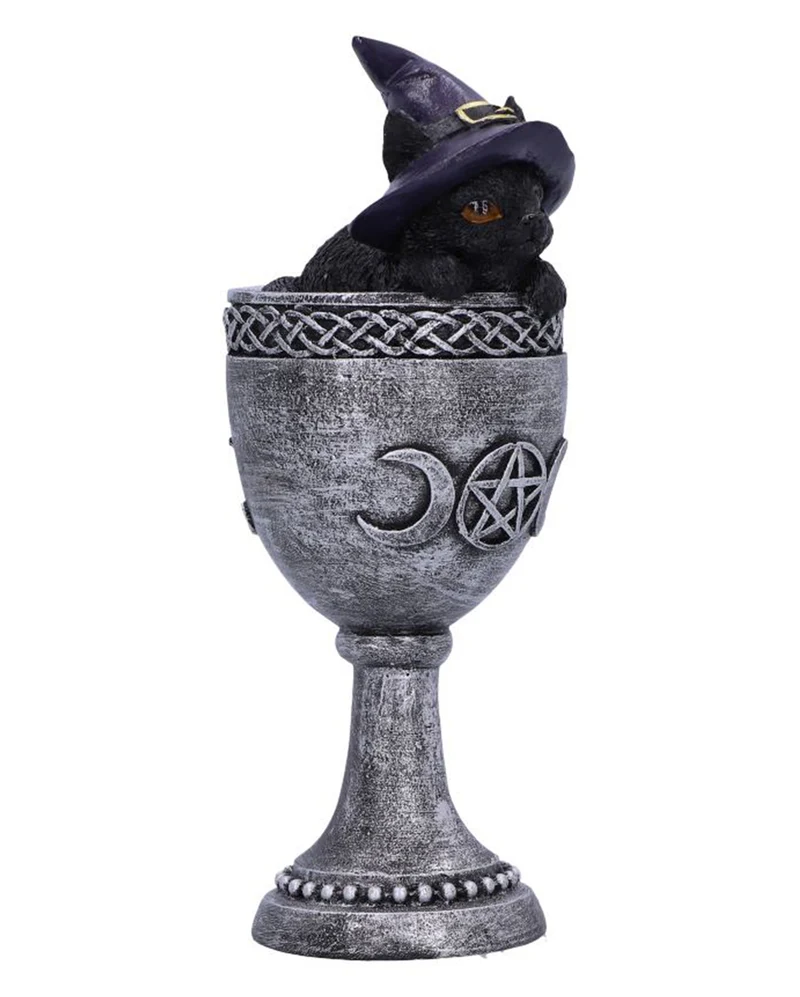 Coven Cup Hexenkatze mit Silber Kelch 15,7cm