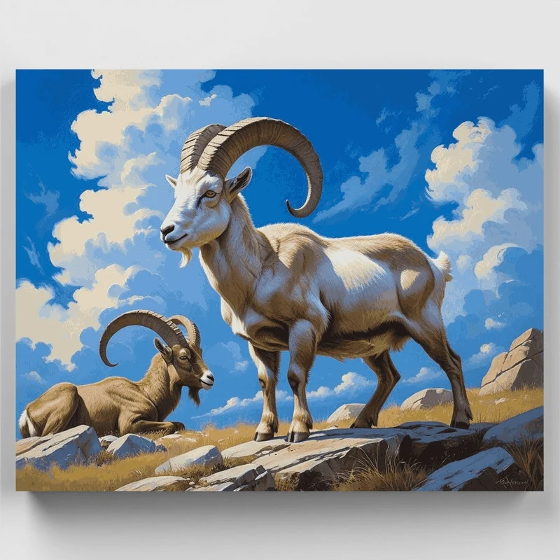 Mountain Goats on Rocky Terrain - Paint by Numbers Kit