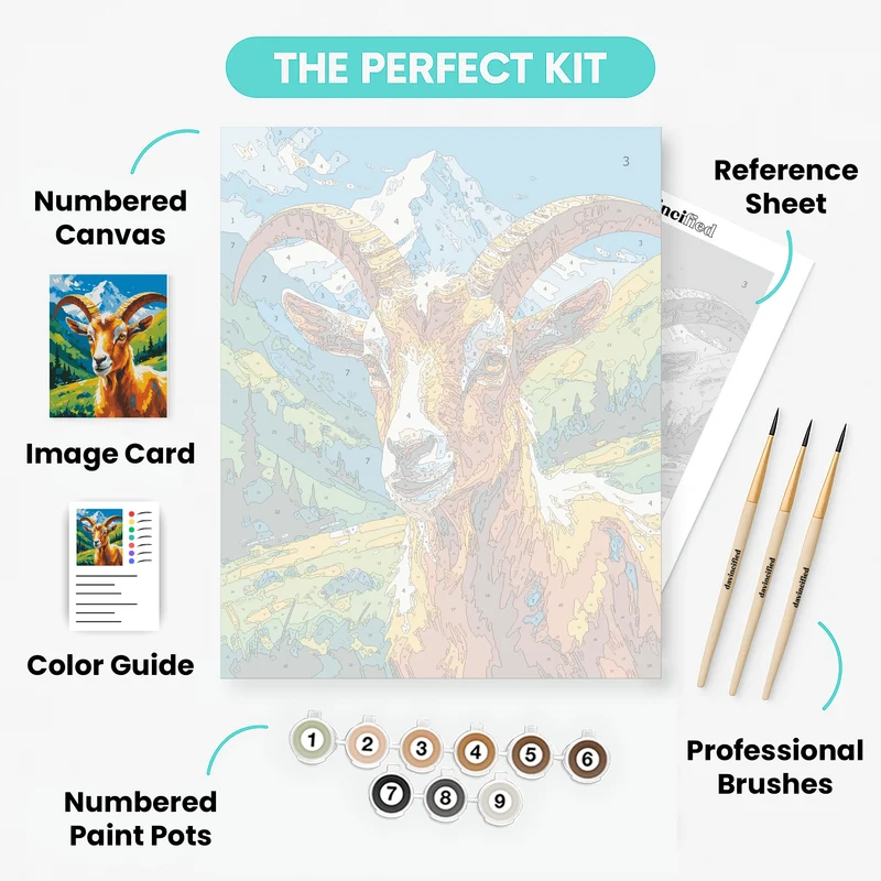 Mountain Goat in Alpine Meadow - Paint by Numbers Kit
