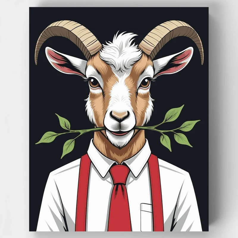 Dapper Goat in Business Attire - Paint by Numbers Kit