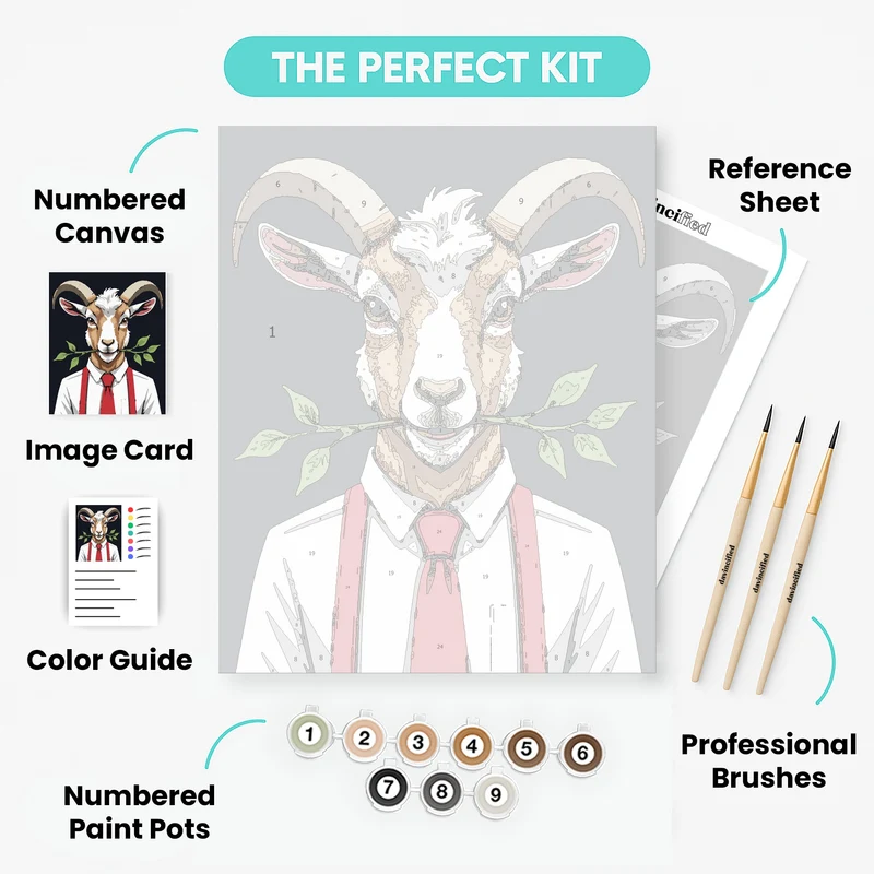 Dapper Goat in Business Attire - Paint by Numbers Kit