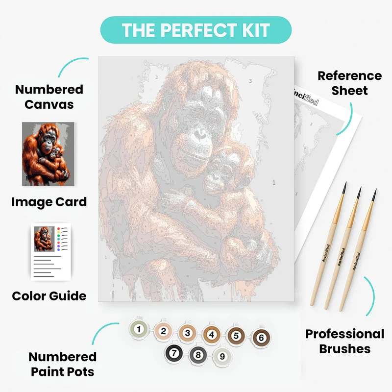 Orangutan Mother and Baby - Paint by Numbers Kit