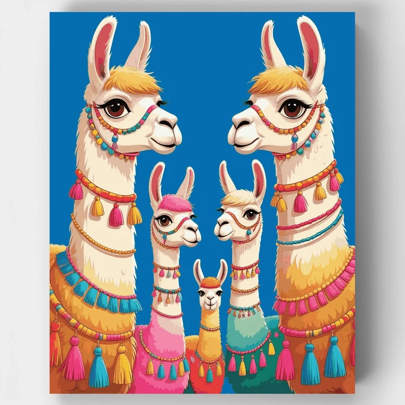 Adorable Llama Family - Paint by Numbers Kit