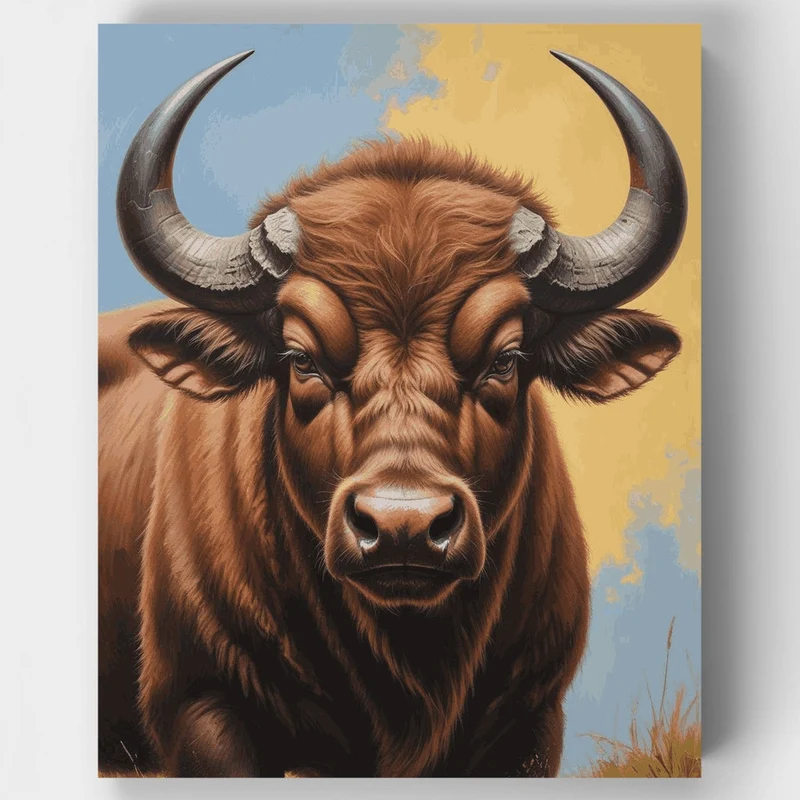 Regal Brown Buffalo Portrait - Paint by Numbers Kit
