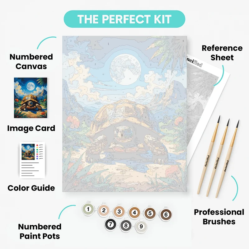 Moonlit Tortoise in Paradise - Paint by Numbers Kit
