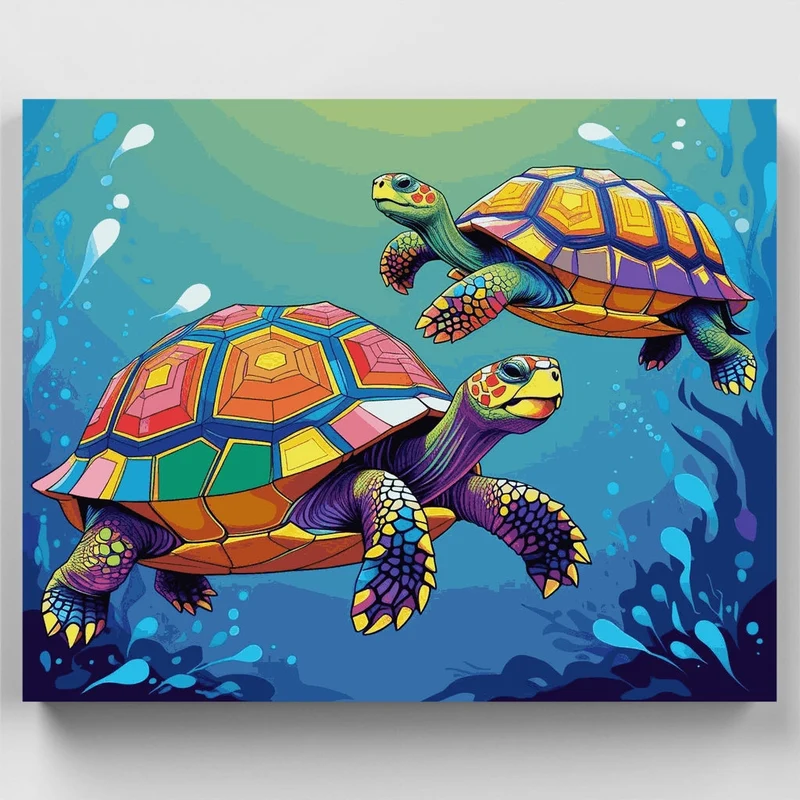 Vibrant Sea Turtles - Paint by Numbers Kit