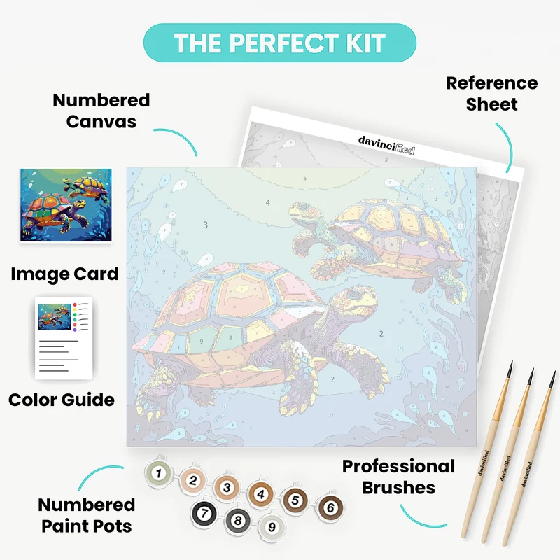 Vibrant Sea Turtles - Paint by Numbers Kit