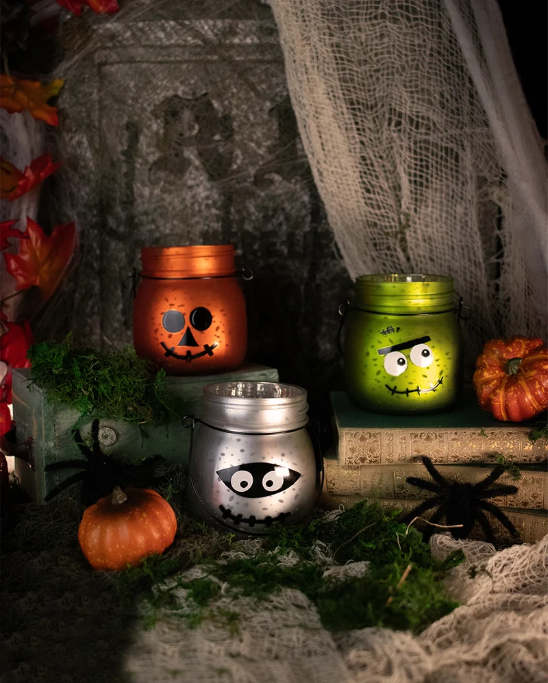 Quecksilberglas Halloween Laternen 3er Set