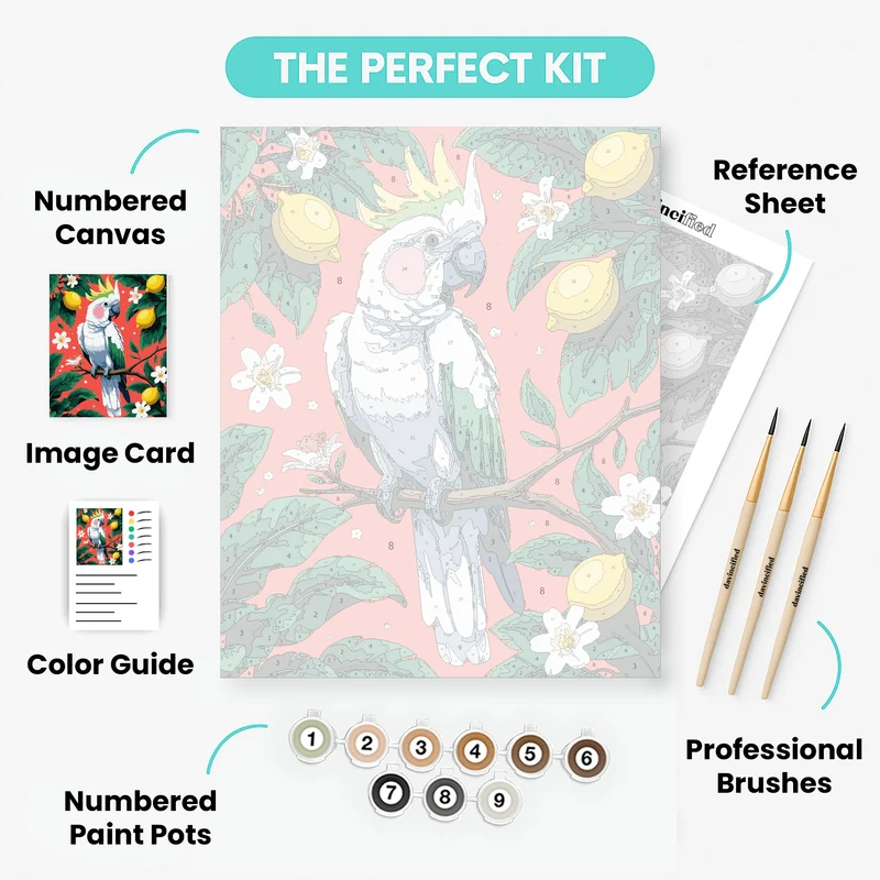 Tropical Cockatoo with Lemons - Paint by Numbers Kit